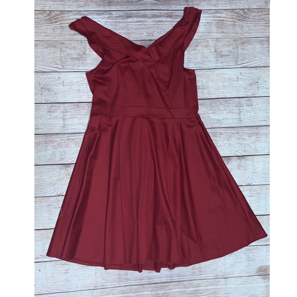 Wine Red Fit & flare sleeveless dress